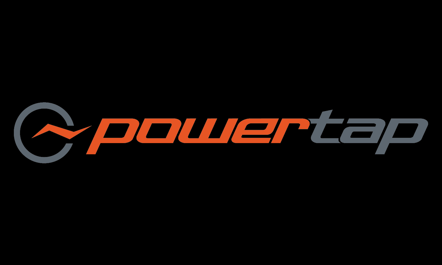 powertap_logo_horizontal_orange and grey_on black background